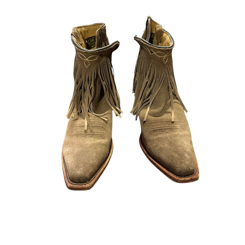 Fringe Heeled Boots - Brown